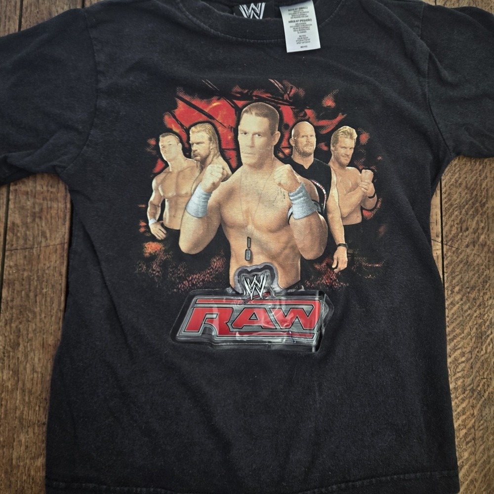 Vintage Y2k Boys Wwe T-shirt Sm 6/7 John Cena Hhh Ruthless Aggression Stone Cold